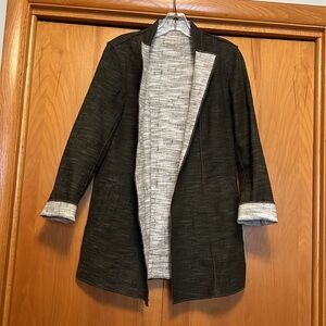 Worth New York Textured Linen Look Reversible Long Blazer Coat Size XP (Small)